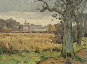 Expressiveherbstlandschaft Unter Wolkenverhangenem Himmel Mitschlosansicht by Arthur Nielsen