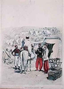 A Zouave Encampment by Jean Baptiste Edouard Detaille