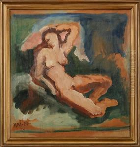 A Study Of "vandmoderen". Signed Kai N. 24. Oil On Wooden Plate. 50 X 47,5 Cm