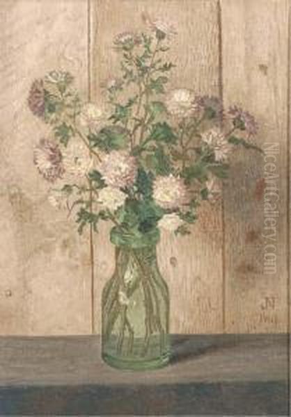 A Still Life With Flowers In A Glass Vase - view 1