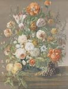 Blumenstillleben Mit Fruchten Und Insekten.