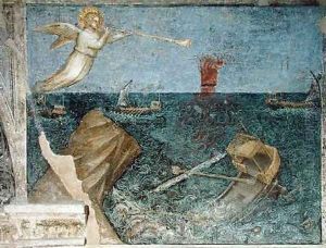 The Second Angel of the Apocalypse Creating a Storm 1360-70 by Giusto di Giovanni de' Menabuoi