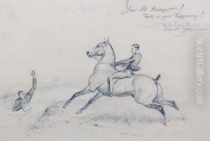 A Chalk And Pastel Drawing Of A
Huntsman And Horse "you Old Boozer, Tuck In Your Tuppenny" by Basil J. Nightingale