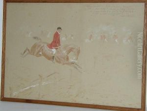 The Earl Of Lonsdale When Master Of The Quorn, Making His Big Jump At Gt. Dalby... by Basil J. Nightingale
