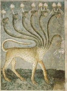 The seven-headed beast coming from the sea 1360-70 by Giusto di Giovanni de' Menabuoi