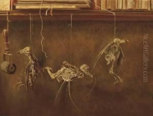 Stilleven Met Vogelskeletjes - A Still Life With Bird'sskeletons by Dirk Nijland