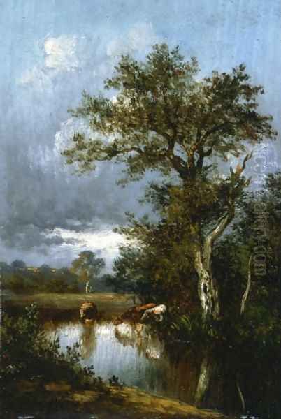 Three Cows at a Watering Hole - view 1