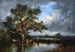 Cows and Cowherd by Jules Dupre