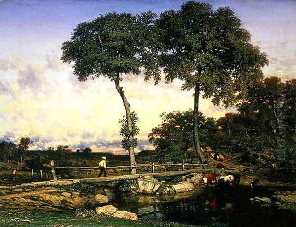 Crossing the Bridge 1838 by Jules Dupre