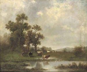 Cows in a meadow by Jules Dupre