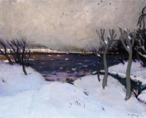 City Seen From A Snowy Bank by Petr Alexandrovich Nilus