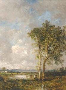 Cattle grazing in a meadow by Jules Dupre