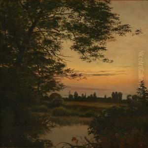 Sunset At A Forest Lake by Thorvald Simeon Niss