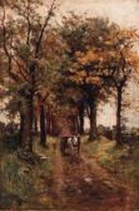 A Horse And Cart On A Wooded Track by Thorvald Simeon Niss