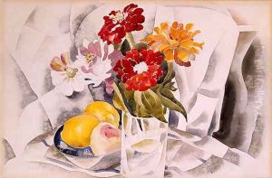 Zinnias and a Blue Dish with Lemons by Charles Demuth