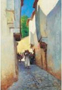 " Ruelle Animee Dans La Casbah D'alger ". by Francisque Noailly