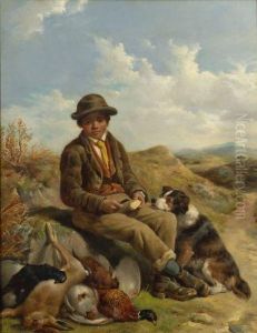 A Young Boy And His Dog After A Day's Hunt by John Sargent Noble