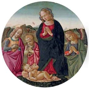 The Virgin with the Infant Saint John the Baptist and angels adoring the Christ Child by Bartolomeo Di Giovanni