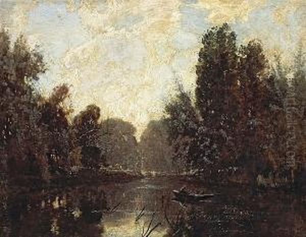 A River Landscape With A Figure In Arowboat - view 1