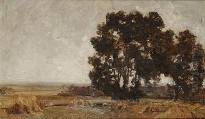 Extensive Landscape With A Cornfield In The Foreground by Robert Noble