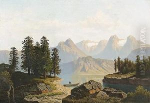 Sommerliche Seeuferpartie. by Wilhelm Theodor Nocken