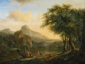 Antike Landschaft Mit Bacchanten