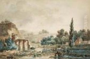 Paesaggio Con Rovine E Animali Al Guado by Noel, Alexandre Jean