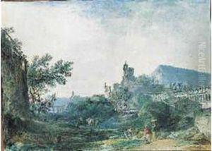 Lavandieres Dans Un Paysage by Noel, Alexandre Jean