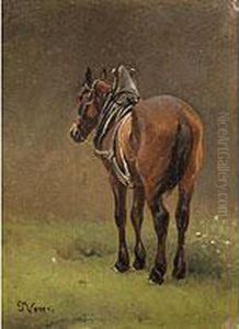 Braunes Pferd Im Geschirr by Julius Noerr