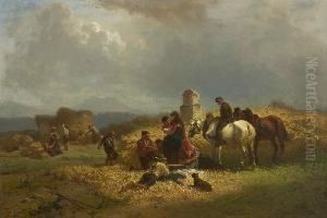 Rast Bei Der Ernte. by Julius Noerr