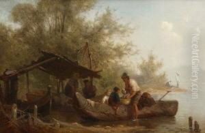 Fischerfamilie Am Ufer Der
 Fraueninsel.