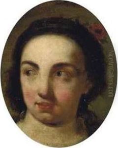 Head Of A Young Girl With A Flower In Her Hair by Giuseppe Nogari