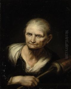 An Old Woman Spinning Cotton