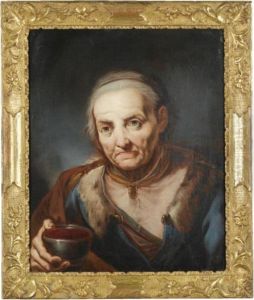 A Tronie Of An Elderly Lady Holding A Bowl