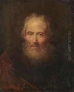 Portrait Of A Man, Head And Shoulders, Wearing A Red Cape