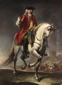 Equestrian Portrait Of Field Marshal Count Johann Matthias Von Derschulenburg by Giuseppe Nogari
