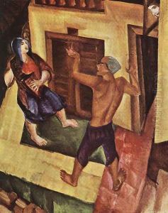 Kintornasok (Tuzevo vandorartista), 1927 by Gyula Derkovits