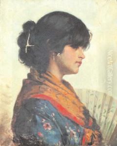 Profilo Di Popolana Con Ventaglio by Luigi Nono
