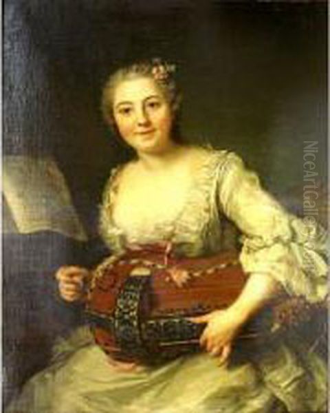Femme De Qualite Jouant De La Vielle - view 1