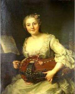 Femme De Qualite Jouant De La Vielle by Donatien Nonnotte
