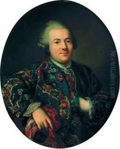 Portrait D'homme A La Veste Brodee De Fleurs by Donatien Nonnotte