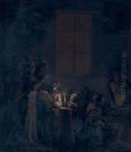 Reading By Candlelight by Jean-Pierre Norblin De La Gourdaine
