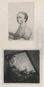 Self-portrait As An Etcher by Jean-Pierre Norblin De La Gourdaine
