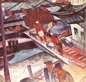 Carriers on the Danube (Port) by Gyula Derkovits