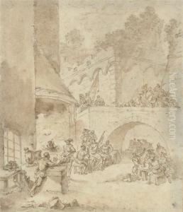 Revelry In A Town Square by Jean-Pierre Norblin De La Gourdaine