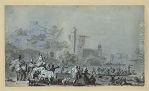 Landscape With Figures And Livestock On A River Bank Landscape With Figures And Livestock On A River Bank
