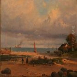A Fishing Village At Oresund, Denmark by Nordahl Peter Frederik Grove
