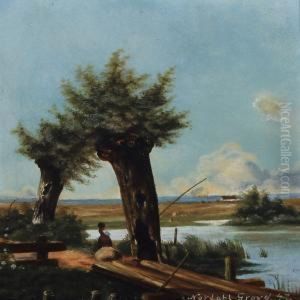 Scenery With A Small Fishing Lake by Nordahl Peter Frederik Grove