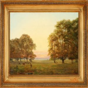 Summer Evening In Thedeer Garden, Denmark by Nordahl Peter Frederik Grove