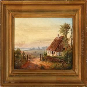 On The Way To The Market And An Old Farm House by Nordahl Peter Frederik Grove